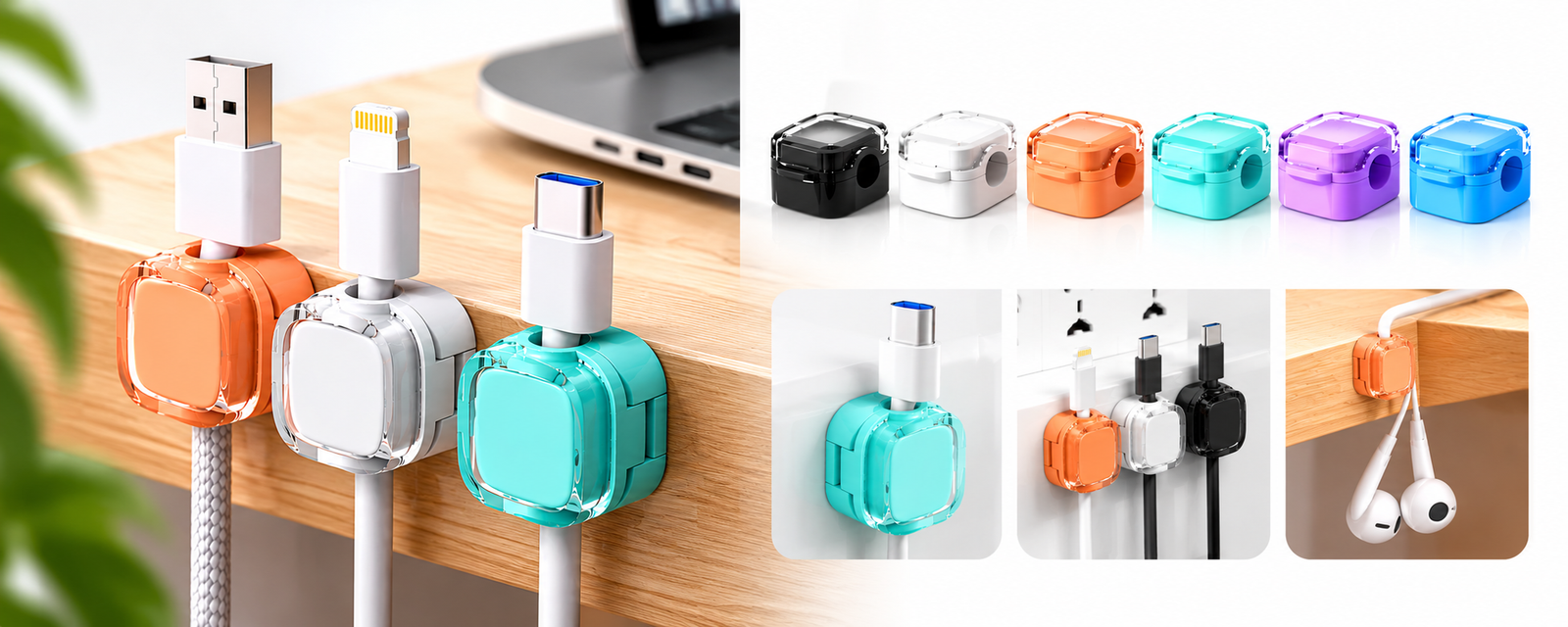 Colorful Cable Clips in Action